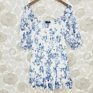 NWT Trixxi Boat neck Floral Chiffon Rompers Sheer Size L